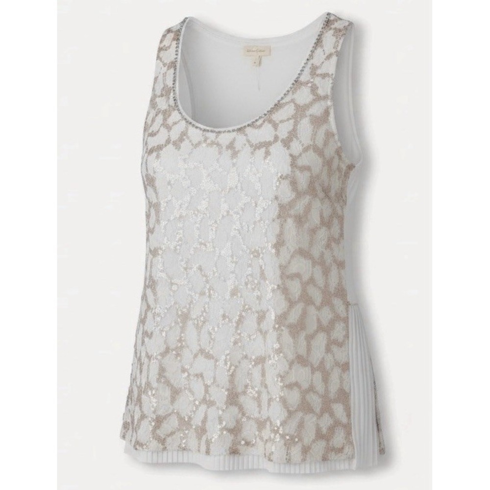 Sleeveless Sequin Top Size Med/Capsule/Feminine/Date Night/Dressy/Sheer/Layering
